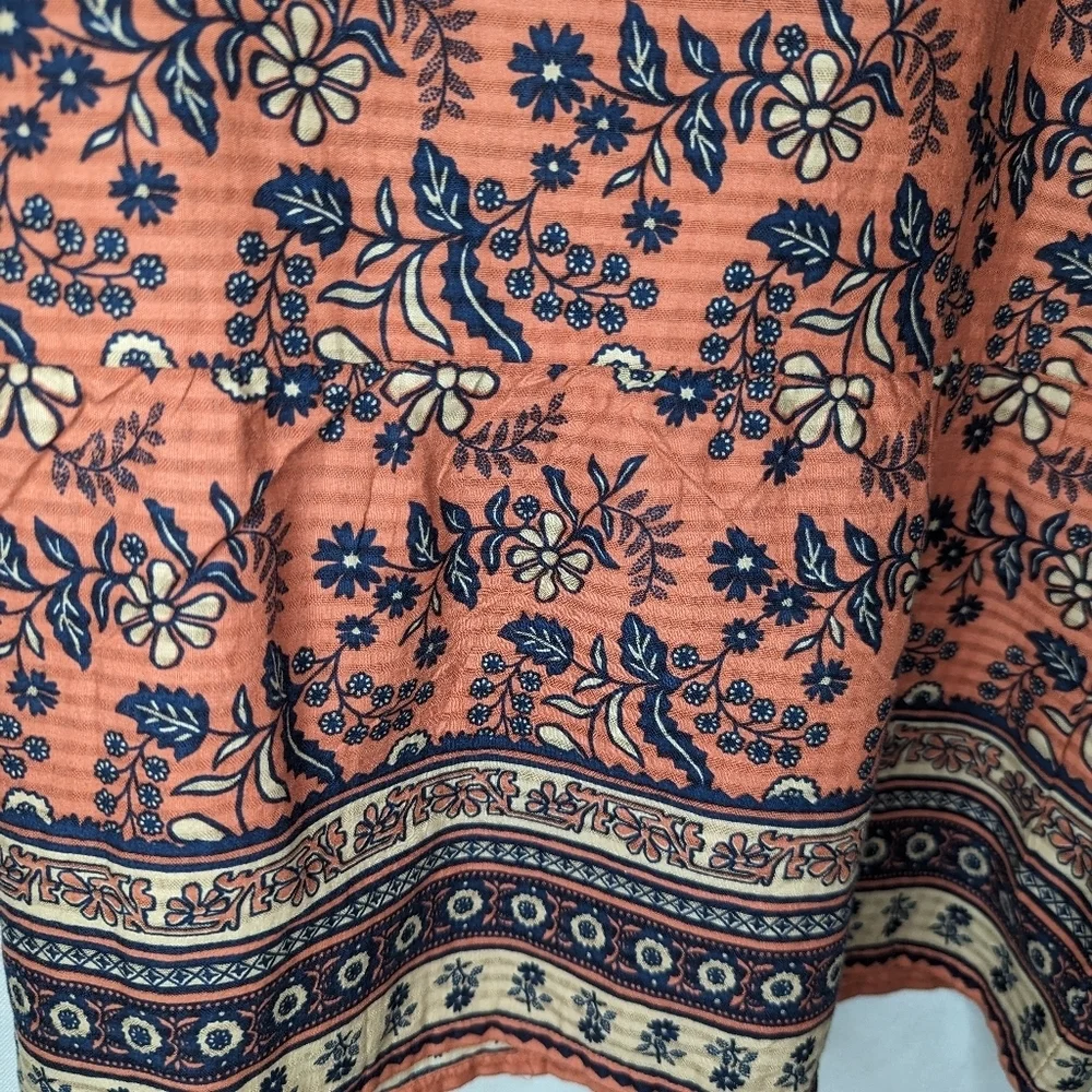 Madewell‎ Puff Sleeves Peplum Top Cavoli Floral Size XS Earthy Tones